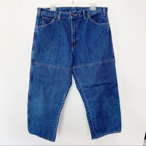 Dickies Straight Leg Raw Hem Denim Jeans Size 36 Cropped Relaxed Pants